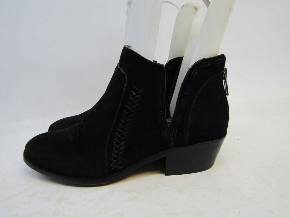 Vince Camuto Women Sz 7.5 M Black Suede Zip Ankle Fashion Boots Bootie